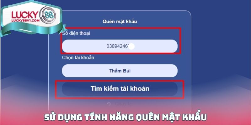 Sử dụng tính năng quên mật khẩu ngay trong mục đăng nhập